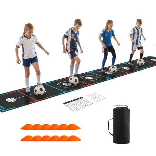 Soccer Training Mat, Non-Slip Footwork Practice for 1-4 Players