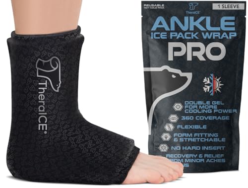 TheraICE Ankle Ice Pack Wrap PRO, Ankle Brace, Plantar Fasciitis, FocusZone - size: Small/Medium, style: PRO