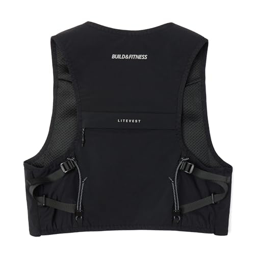 Build & Fitness LITEVEST Running Vest with 2X 500ml Soft Flasks – 7 Pockets, Lightweight, Breathable Hydration Vest – Premium, Secure, Comfort & Style for Training, Trails, Marathons & Everyday Runs - size: XS / S