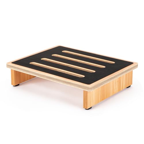 StrongTek Wooden Step Stool, 3.5 in Low Step, Wide Non-Slip Platform - size: 3.5"-Natural