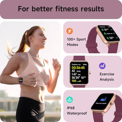 aeac Smart Watches for Women Answer/Make Calls, AI Alexa Built-in, 1.8" Touch Screen Fitness Watch with Android & iPhone, IP68 Waterproof Heart Rate/Sleep/SpO2 Monitor, Pedometer, 120+ Sport Mode - color: Deep Purple