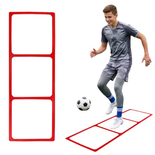 One-Piece Silicone Agile Ladder 1 PC Suitable for Sports & Fitness Step Training Soccer Footwork Practice Street Dance Step Training Auxiliary Kit for Various Indoor and Outdoor Floor Areas - color: Red
