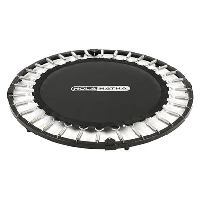 HolaHatha Foldable Mini Trampoline Fitness Rebounder for Home Gym Workouts – with 5-Level Adjustable Handle, Heavy-Duty Steel Frame, Portable Design, and Supports up to 440 Pounds