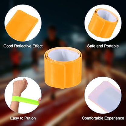 PATIKIL Reflective Slap Bands, Reflector Band Snap Bracelet Armbands High Visibility Safety Reflectors Wrist Strap Strips for Night Jogging Cycling Running - color: Yellow