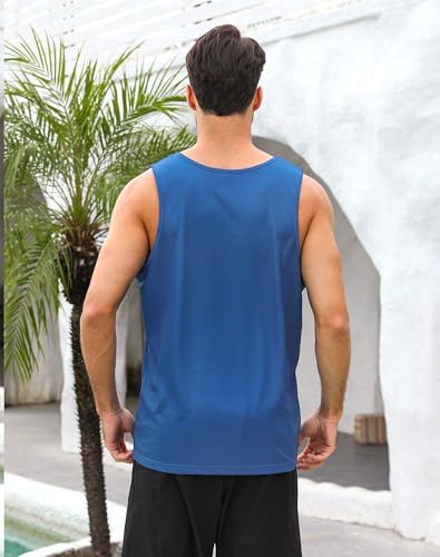 uideazone Mens Beach Tank Tops Summer Graphic Sleeveless Workout Shirt - color: Blue Black, size: XX-Large