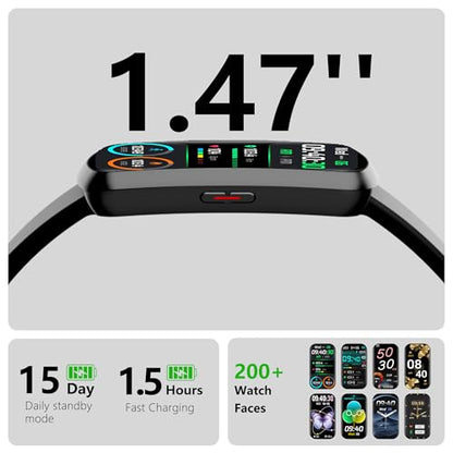Health Fitness Tracker, Smart Watch with 24/7 Heart Rate, Activity Tracker with Blood Pressure and Blood Oxygen Monitor, 120 Sport Mode Waterproof Sleep Tracker for Women Men - color: Silver Black