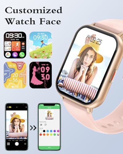 RUIMEN Smart Watches for Women (Answer/Make Call, 2 Bands), 1.8", Pink - color: Pink