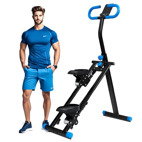 Stair Stepper for Home Gym Folding Vertical Climber Cardio Exercise Machine for Full Body Workout Machine, Adjustable Handlebar & Pedals, 300LBS Load - color: Blue