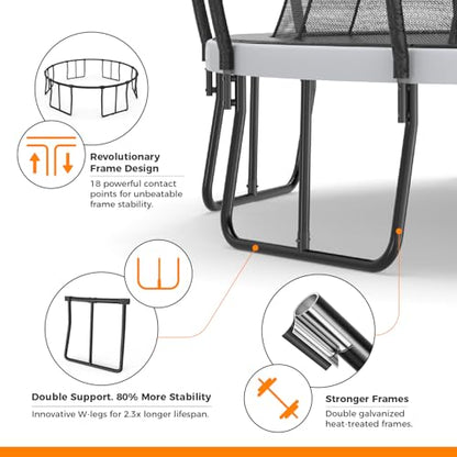 Trampoline Outdoor 10FT 14FT 16FT with Enclosure,5 Reinforced U-Shaped Legs with Center Support,ASTM Approved,Recreational Trampoline for Kids and Adults - size: 16FT