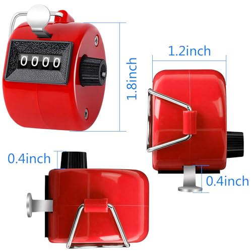 FEBSNOW 2 Pack Tally Counter Clicker 4 Digit Number for School Event - color: Red Blue