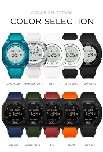 FANMIS Men's Digital Sports Watch Big Face Stopwatch Outdoor Rubber Strap - color: Orange
