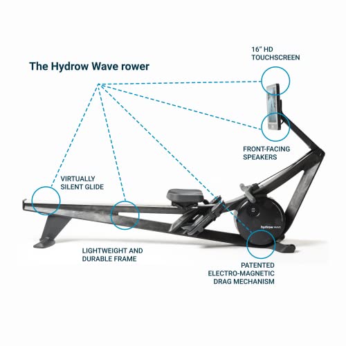 Hydrow Wave Rowing Machine with 16" HD Touchscreen & Speakers - Foldable | Live Home Workouts, Subscription Required - color: Pirate Black