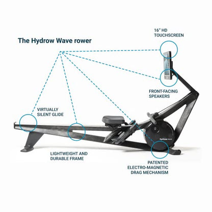 Hydrow Wave Rowing Machine with 16" HD Touchscreen & Speakers - Foldable | Live Home Workouts, Subscription Required - color: Pirate Black
