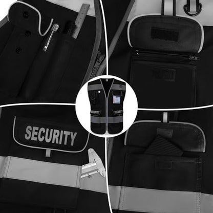TCCFCCT Security Vest for Men Women 9 Pockets Hi Vis Safety Vest, Black XL - color: Black-bison 09, size: X-Large