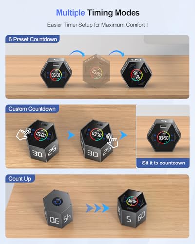 Ticktime T6 Pomodoro Timer Cube for Focus, Study, Work, Task, ADHD, Kitchen