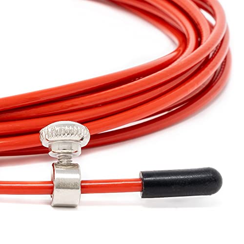 Skipping Rope Spare Replacement Cable for Crosstraining, Fitness and Boxing by VELITES | Red PVC, steel 2.5 mm diameter | For Beginners | Compatible with other brands.