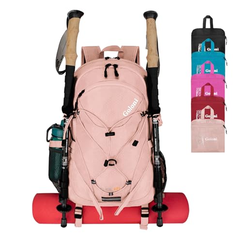 Goloni 45L Foldable Hiking Daypack, Lightweight Water‑Resistant Backpack - color: Pink