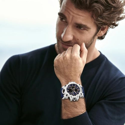 FANMIS Men Sports Outdoor Watch Analog Digital Multifunctional Black Watch - color: Y Blue