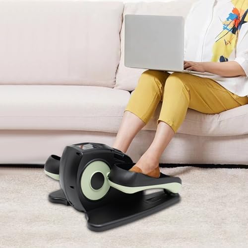 Under Desk Elliptical Machine,Electric Ellipse Leg Exerciser with Remote Control and LCD Screen, Portable Seated Pedal Exerciser for Home, Gym, Hospital. - color: Green