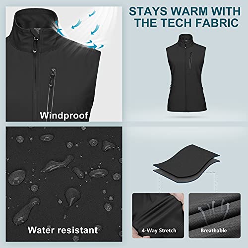 33,000ft Women's Lightweight Running Vest with 6 Pockets for Travel Golf - color: Black-1, size: Medium