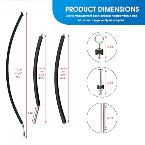 1 Set Trampoline Curved Net Pole, Universal, 10 to 16 ft