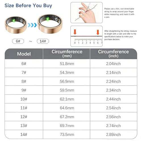 Smart Ring for Women Men, Health Tracker, Fitness Ring (Rose Gold, 7#) - color: Rose Gold, size: 7#