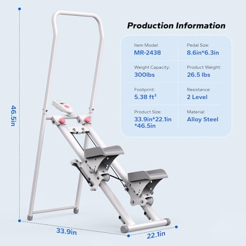 MERACH Stair Stepper with Adjustable Resistance, Foldable Stair Climber - color: White