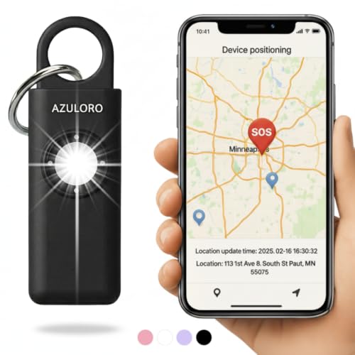 Personal Alarms for Women Loudest – Safety Keychain Self Defense – Personal Alarm Siren with SOS & Emergency Call – Keychain Alarm for Women – Gifts for Teenage Girls – Protection for Girls (Black) - color: Black