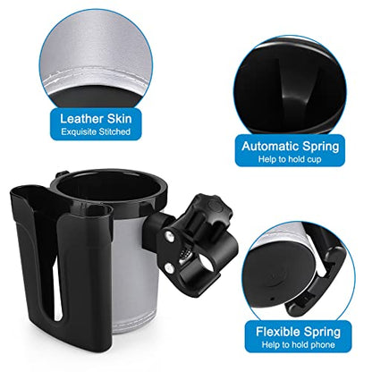 Accmor Stroller Cup Holder with Phone Keys Holder, 3-in-1 Universal Cup Holder, Drinks Bottle Holder for Stroller, Bike, Wheelchair, Walker, Scooter - color: Black Grey