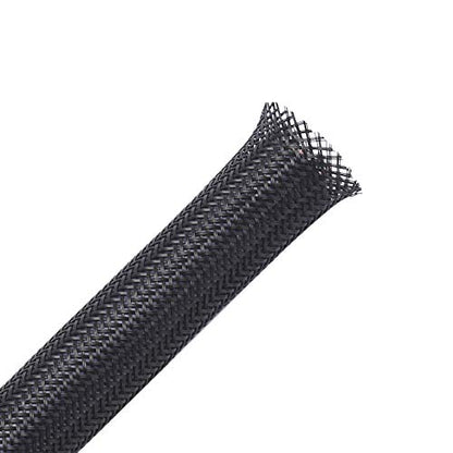 100ft - 1/4 inch PET Expandable Braided Sleeving – Black – Alex Tech Braided Cable Sleeve - color: Black, size: 1/4"-100ft
