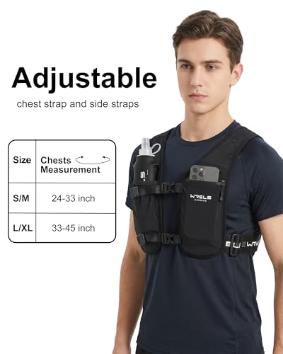 WRELS Running Vest for Women Men,Lightweight Reflective Hydration Vest with TPU 500ml Soft Flask,Adjustable Chest Straps Phone Pocket for Running Marathon - size: Large-X-Large
