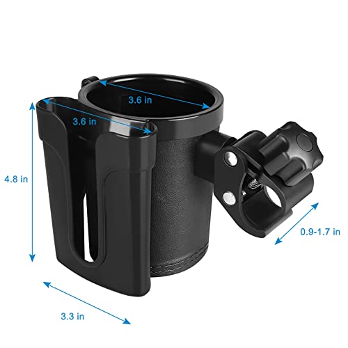 Accmor Stroller Cup Holder with Phone Keys Holder, 3-in-1 Universal Cup Holder, Drinks Bottle Holder for Stroller, Bike, Wheelchair, Walker, Scooter - color: Black