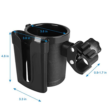 Accmor Stroller Cup Holder with Phone Keys Holder, 3-in-1 Universal Cup Holder, Drinks Bottle Holder for Stroller, Bike, Wheelchair, Walker, Scooter - color: Black