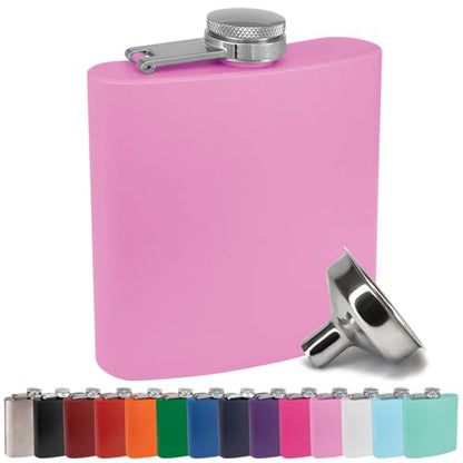 Clear Water Home Goods 6 oz Hip Flask w/Funnel, Light Purple - color: Matte Light Purple