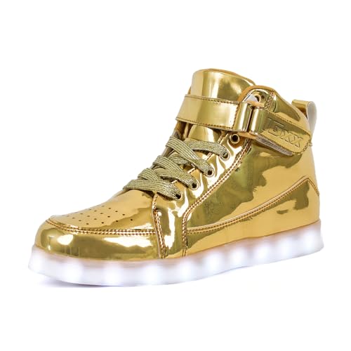 IGxx LED Light Up Shoes for Kids Boys Girls Sparkly Sneakers - color: Gold, size: 10 Toddler