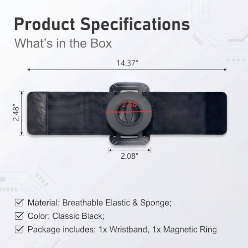Bike Wristband Phone Holder, Adjustable Adsorption Phone Armband Strap, Breathable Hands-Free Wrist Navigation Mount, Outdoor Accessory for Biking & Walking & Running (Black)