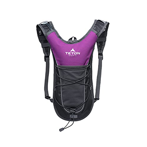 Teton Oasis/Trailrunner Hydration Backpack – Lightweight Water Pack with 2L/3L Bladder for Hiking, Running, Cycling, Biking 18L/22L Sizes – Sewn-in Rain Cover – Fits Men and Women - color: Purple, size: 2 Liters