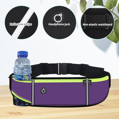 UltraSlim Fanny Packs for Women Men Slim Running Belt Waist Pack Runners Bag Waterproof Money Belt (1186, Purple) - color: Purple, style: 1186