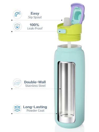 LAOION 32 oz Insulated Stainless Steel Sports Water Bottle - color: Blue, size: 32 Ounces