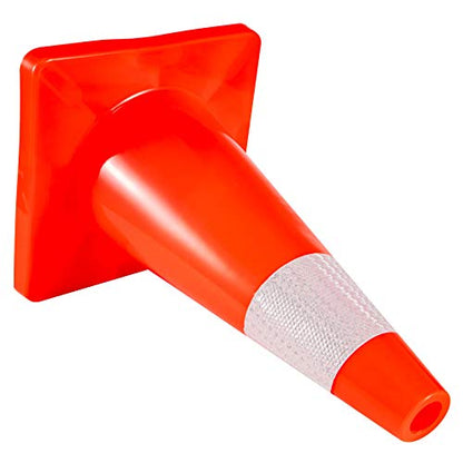VEVOR 12Pack 18" Traffic Cones, Safety Road Parking Cones PVC Base, Orange Traffic Cone with Reflective Collars, Hazard Construction Cones for Home Traffic Parking - size: 18"(12Cones)