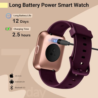 Smart Watches for Women, Smart Watch for Android Phones & iPhone, Fitness Watches for Women with Alexa, Call & Notification Alerts, Tracks Heart Rate/Sleep Smartwatches (Dark Purlple, 1.8 inches) - color: Rose Purple