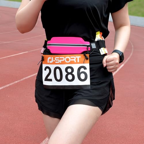 RJ-Sport Race Number Belt Bib Holder with Runner Pouch (Hot Pink) - color: 06 Hot Pink