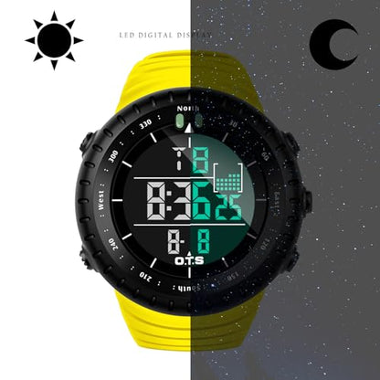 PALADA Men's Digital Sports Watch Waterproof Tactical Watch with LED Backlight Watches for Men - color: Yellow