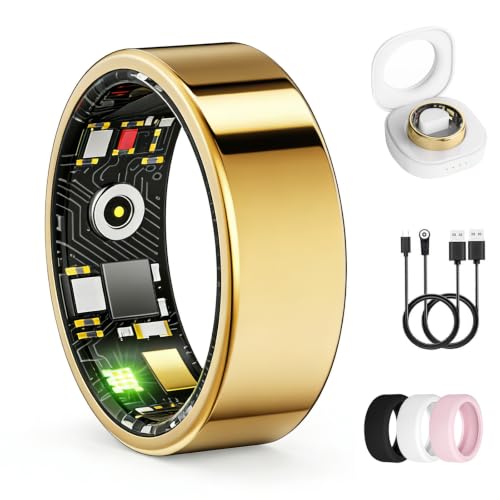 Smart Ring for Women & Men, Health Tracker Ring, Fitness Tracker Ring - color: Gold, size: 10#