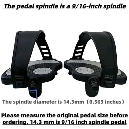 YBEKI Pro-Grade Exercise Bike Pedals with Adjustable Straps - 9/16" & 1/2" Spindle for Indoor Peloton/Schwinn/Spin Bikes | Heavy-Duty PP Plastic & PVC Straps + 500lb Capacity - color: 9/16 spindle