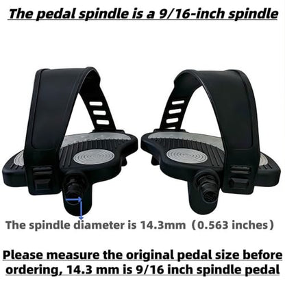 YBEKI Pro-Grade Exercise Bike Pedals with Adjustable Straps - 9/16" & 1/2" Spindle for Indoor Peloton/Schwinn/Spin Bikes | Heavy-Duty PP Plastic & PVC Straps + 500lb Capacity - color: 9/16 spindle