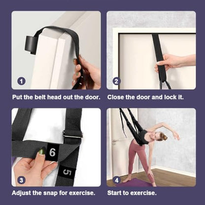 Aerial Yoga Rope for Door,Yoga Door Swing,Leg Stretcher Strap - color: black