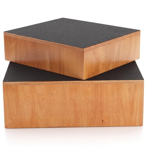 Wenqik 2 Pcs Adjustable Exercise Step Platform for Balance and Strength Training Wooden Stepper with Non Slip Surface 330 lb Capacity Progressive Height Steps for Home Fitness