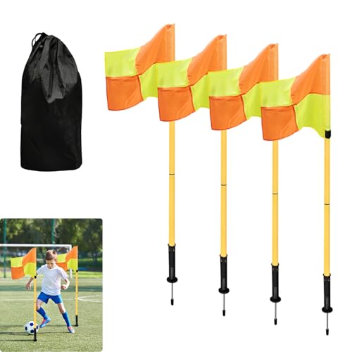 Soccer Corner Flags Set of 4, 5FT Training Poles for Soccer Field, Portable Corner Flag Poles for Speed & Agility Training, Outdoor Field & Turf Equipment with Carry Bag