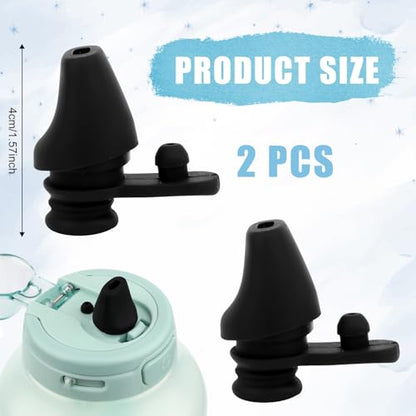 2pcs Bite Valve Replacement for Ello Hydra 64oz Stainless Steel Jug Lid, Silicone Water Bottle Spout Replacement Parts Free BPA Compatible with Ello Hydra 64oz Half Gallon Cap Water Jug (Black)